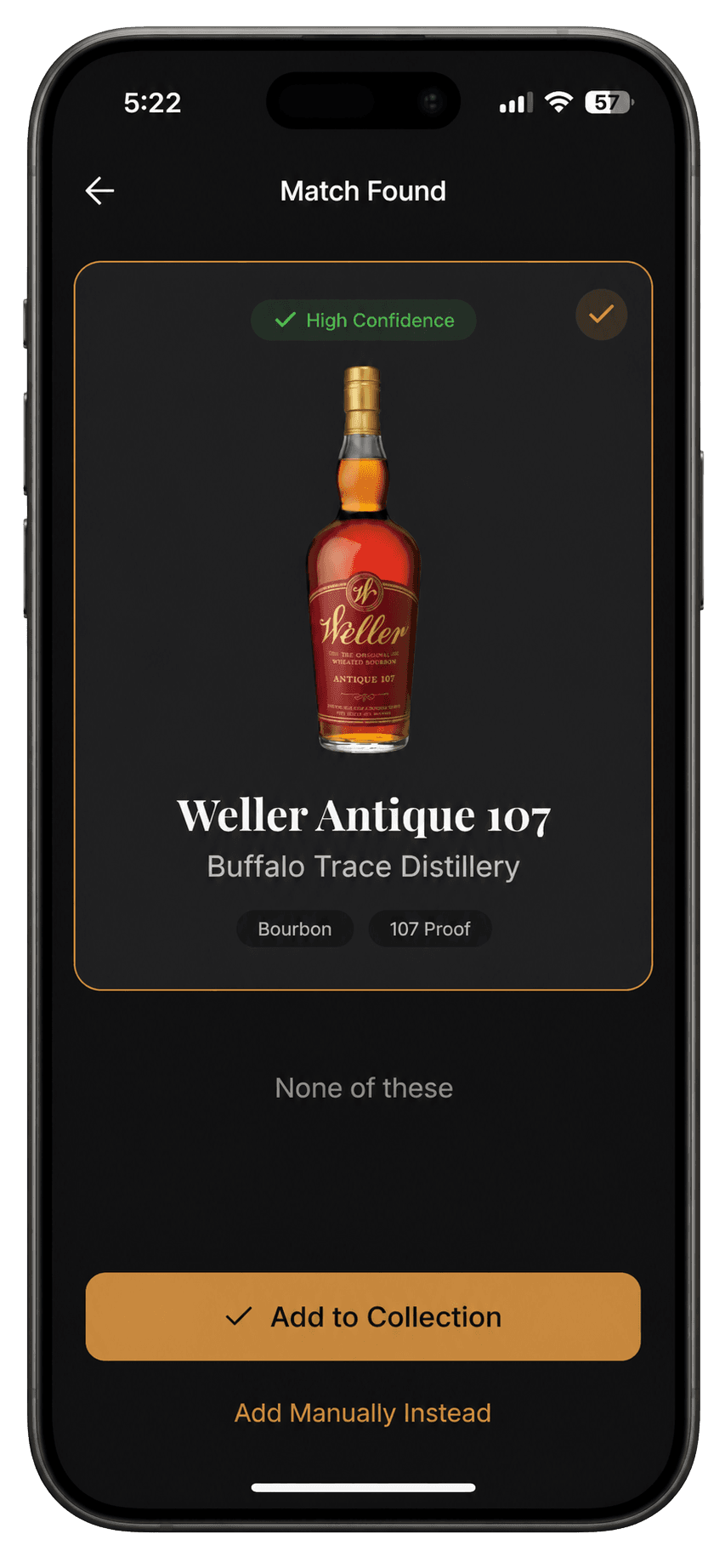 Scanner result with parsed bottle details